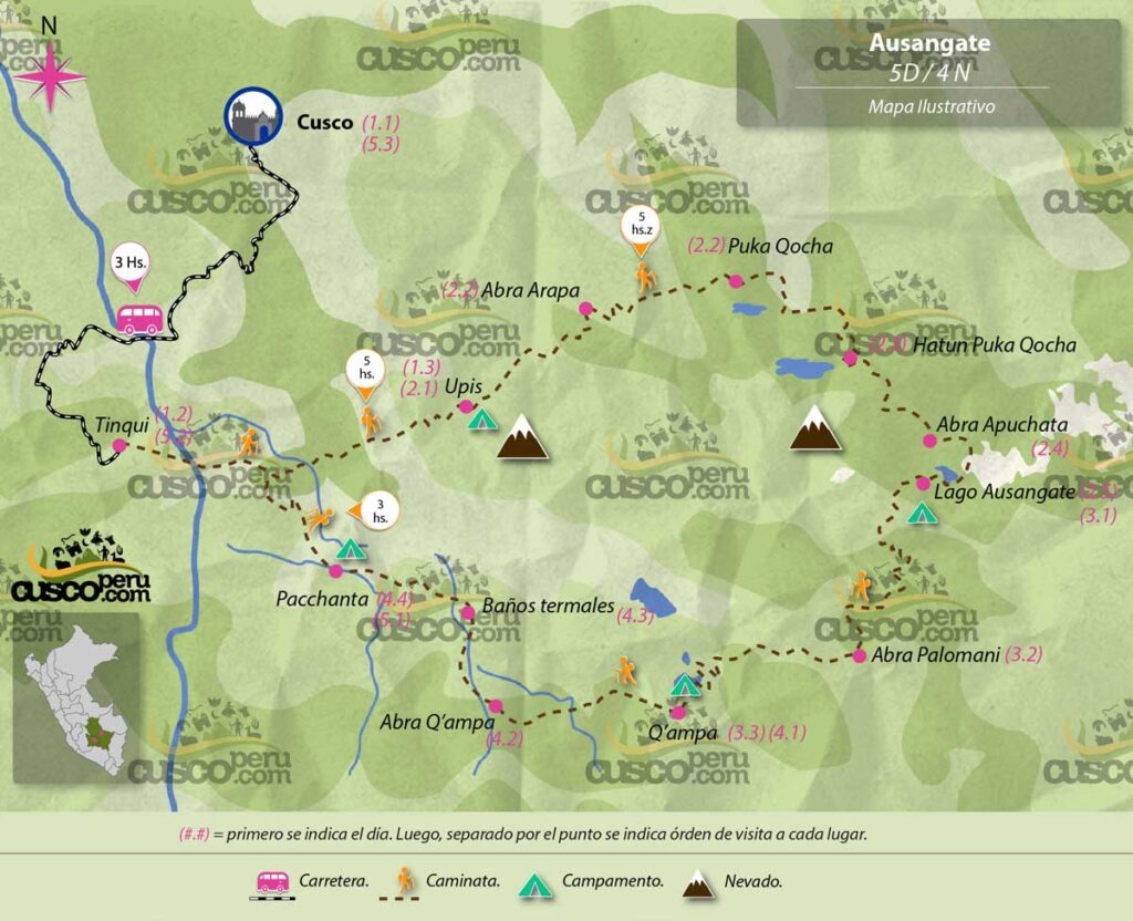 mapa ausangate trek 5d 4n