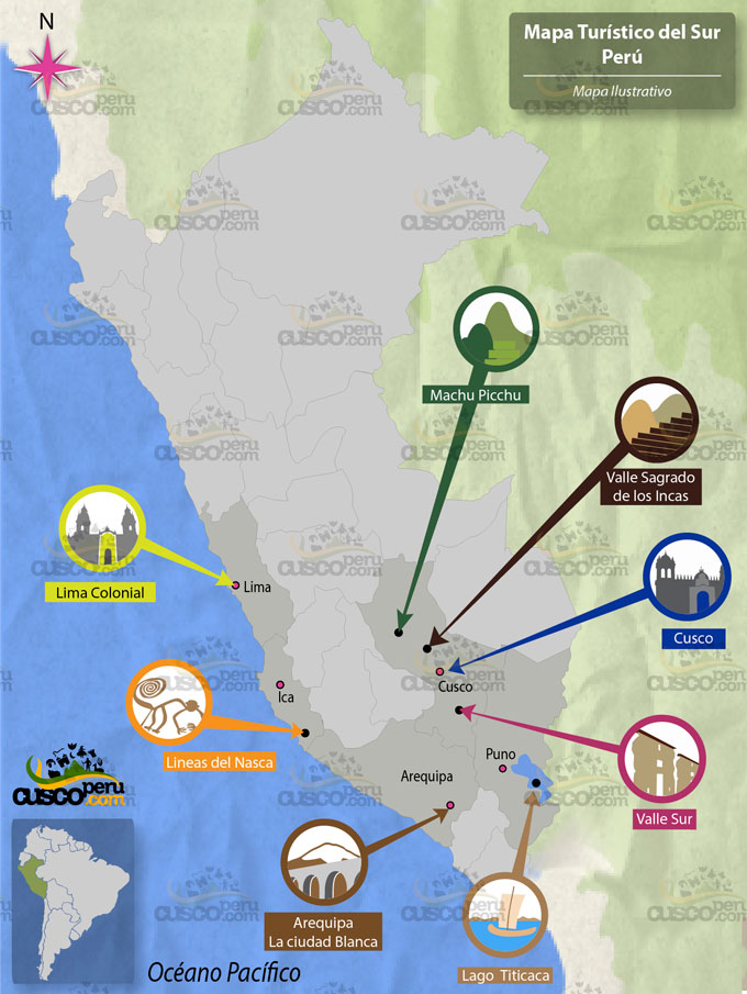 mapa destinos turisticos peru cusco