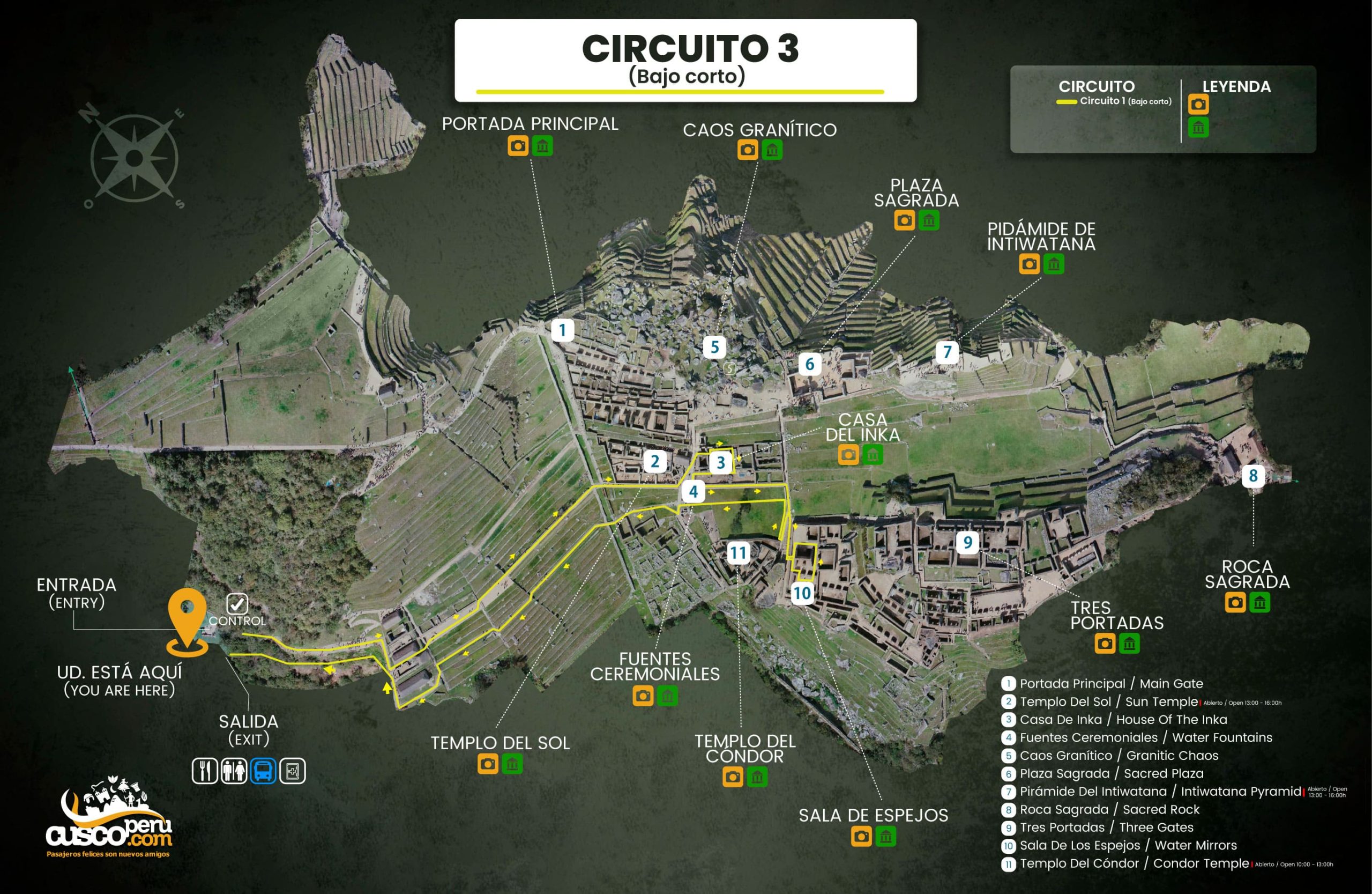 Mapa do Circuito 3 para Machu Picchu CuscoPeru.com
