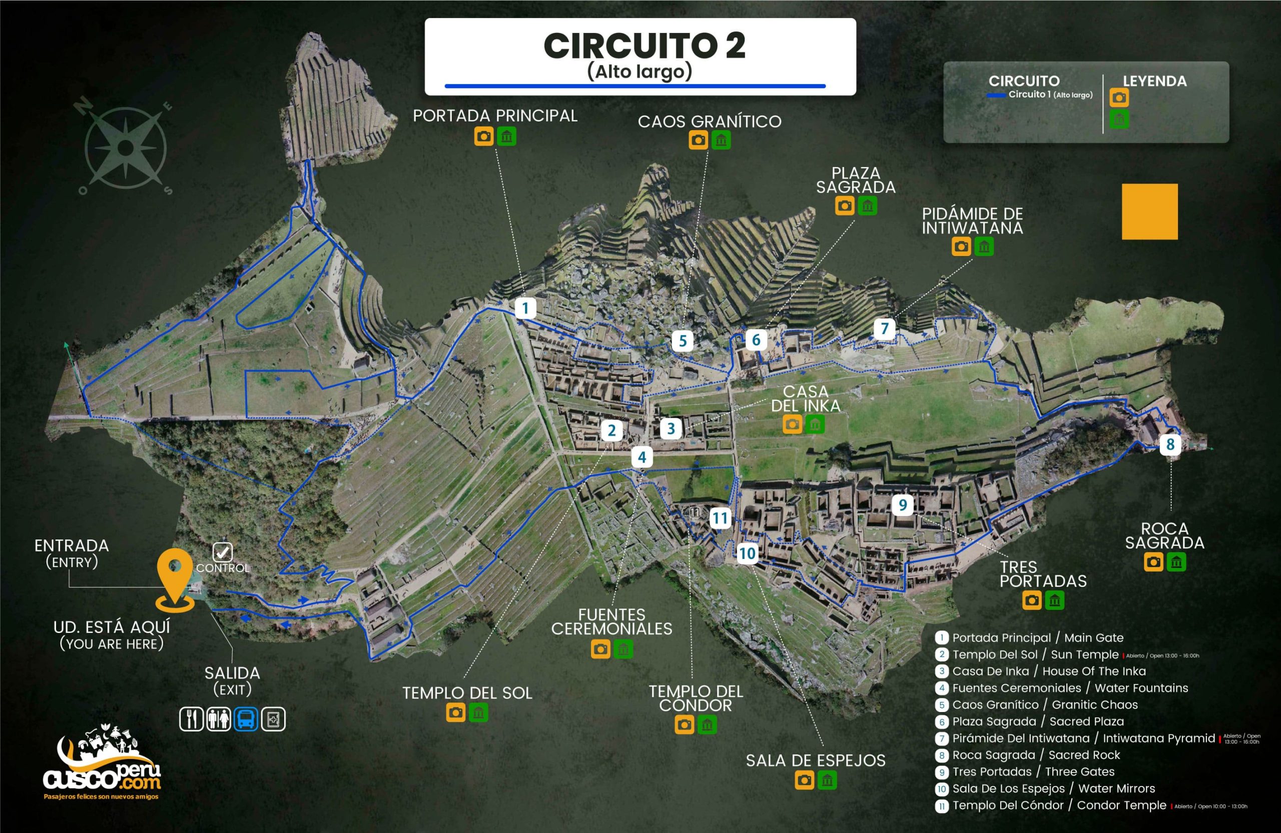 Mapa do Circuito 2 para Machu Picchu CuscoPeru.com