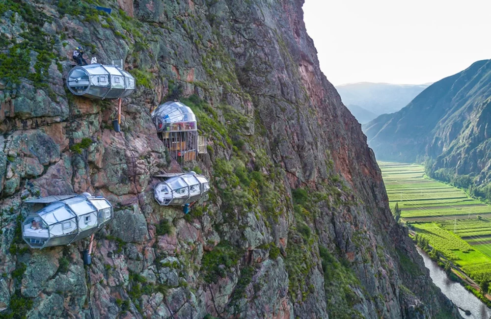 Skylodge rooms in the Sacred Valley of the Incas