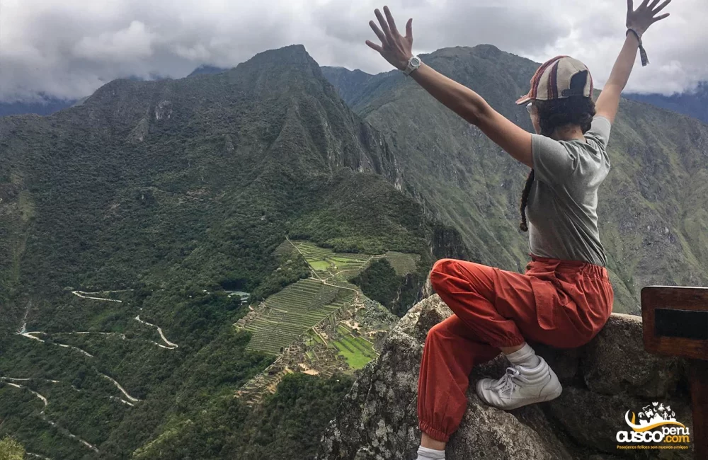 Touching the sky at the top of Huayna Picchu Mountain