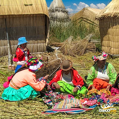 Women on floating islands of Puno